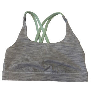 Lululemon Women's Racer Back Bra Size 4 Gray/Striped Green Straps